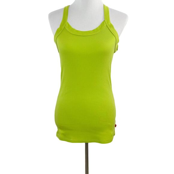 JOSIE Natori Lime Green Ribbed Cotton Tank Cami Scoop Neck Racerback Medium M - Picture 2 of 9